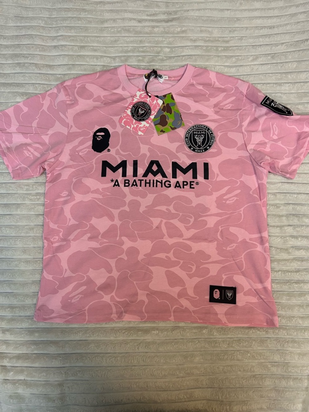 Bape Miami Pink Camo Tee with Black Logo